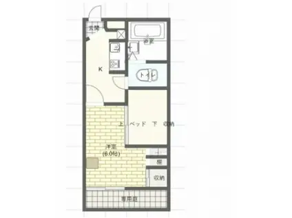 香山ビル(1DK/1階)の間取り写真