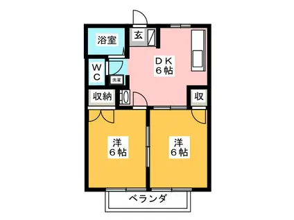 エレガンスながら(2DK/2階)の間取り写真