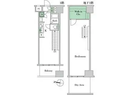 ヴィーダスカイコート品川(1K/1階)の間取り写真