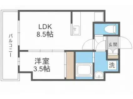 グランパシフィック東今里INNOVATION(1LDK/8階)の間取り写真