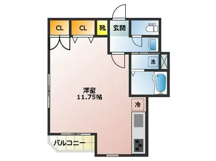 三高・スタジオフォー(ワンルーム/2階)の間取り写真