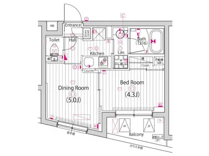 ガーラ上板橋グランドステージ(1DK/3階)の間取り写真