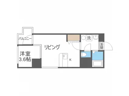 カルフール大通東(1LDK/7階)の間取り写真