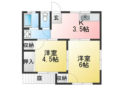 第2グリーンハイツ(2K/1階)の間取り写真