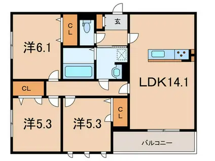 LA MAISON高羽町(3LDK/2階)の間取り写真