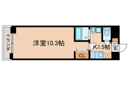 WELLコート山手(1K/13階)の間取り写真