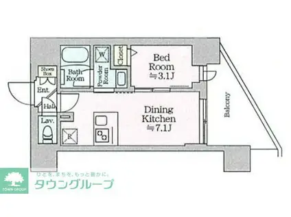 ティモーネグランデ田端ノルド(1DK/4階)の間取り写真