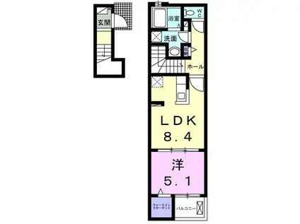 ラルゴOH(1LDK/2階)の間取り写真