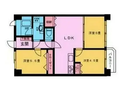 東京メトロ東西線 東陽町駅 徒歩7分 14階建 築53年(3LDK/9階)の間取り写真