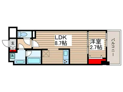 LUXENEPAWS南行徳(1LDK/2階)の間取り写真