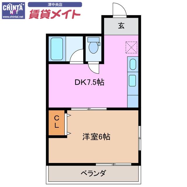 岸田ハイツ(1DK/3階)の間取り写真