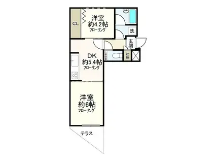 ベルハイム上石神井(2DK/1階)の間取り写真