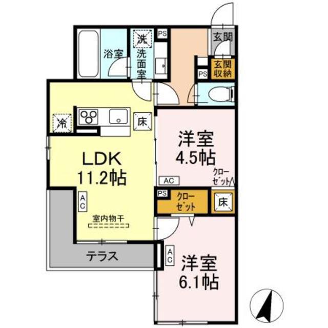 ASSET-COURT八坂(2LDK/3階)の間取り写真