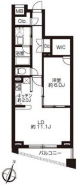 プライムアーバン日本橋大伝馬町(1LDK/8階)の間取り写真