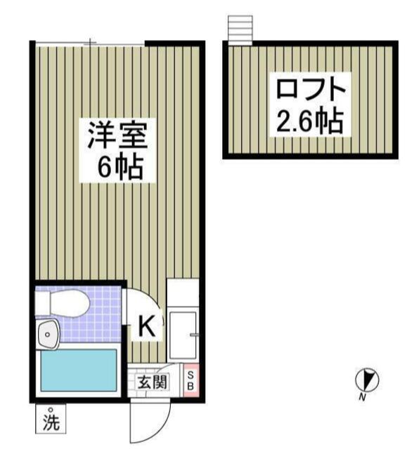 スマイルハウス第6(ワンルーム/2階)の間取り写真