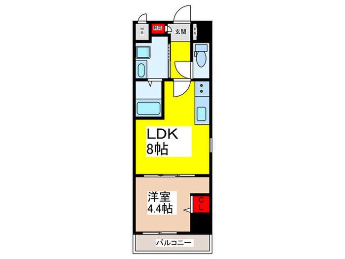 ドムス吉田(1LDK/7階)の間取り写真