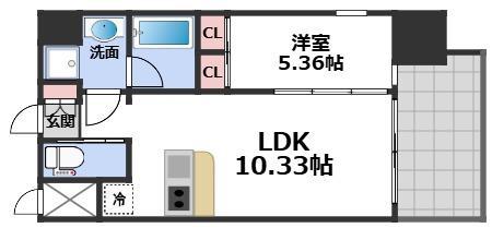 プレジオ城東(1LDK/3階)の間取り写真