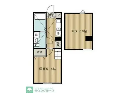 ベスト向ヶ丘遊園(1K/2階)の間取り写真