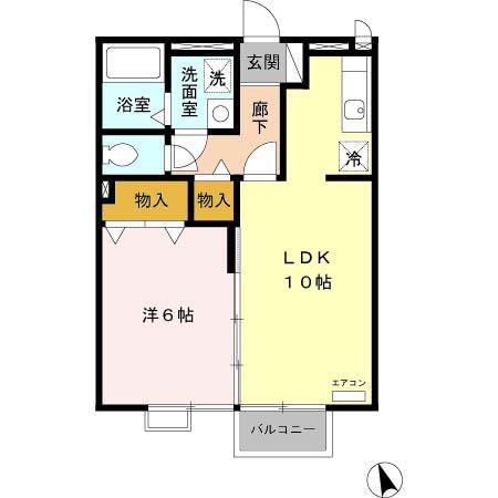 アヴニール合川(1LDK/1階)の間取り写真
