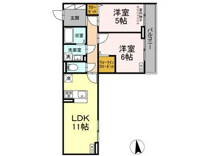 グラナーデ東葛西(2LDK/3階)の間取り写真