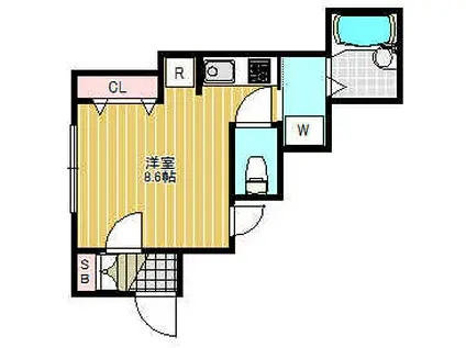 グランパス戸越銀座(ワンルーム/1階)の間取り写真