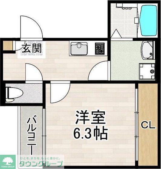 プルミエール角割町(1K/2階)の間取り写真