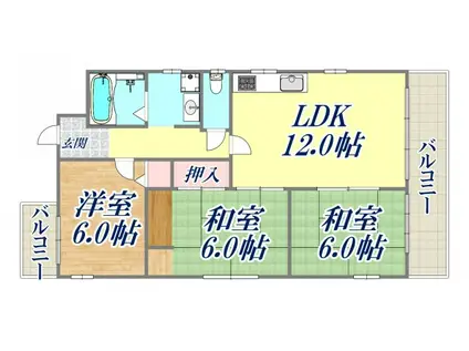 メゾン鳴尾(3LDK/3階)の間取り写真