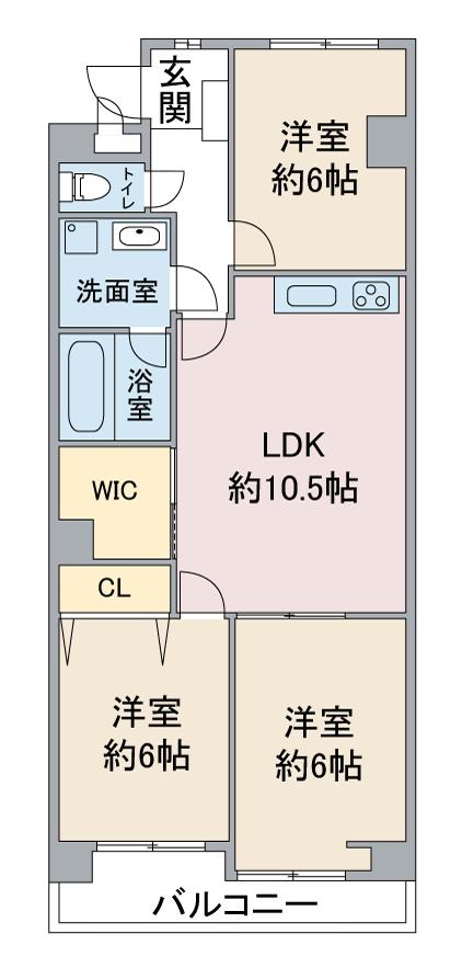 ジュネス浅野(3LDK/5階)の間取り写真