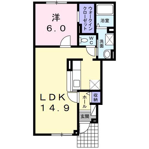 カモミールA(1LDK/1階)の間取り写真