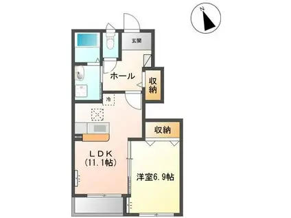 グラスオニオン(1LDK/1階)の間取り写真