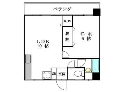 梅田マンション(1LDK/2階)の間取り写真