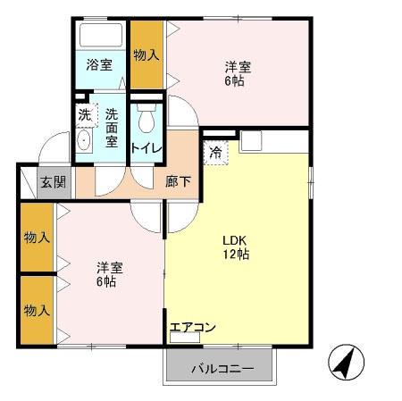 コートビビット(1K/2階)の間取り写真