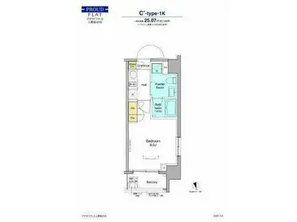 プラウドフラット上野松が谷(1K/9階)の間取り写真