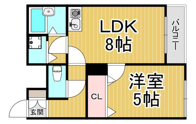 ベル甲子園口3(1LDK/2階)の間取り写真