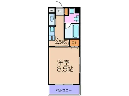 リズフラット(1K/5階)の間取り写真