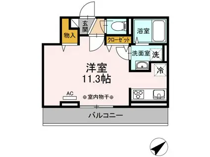 グレイスコート YKY(ワンルーム/2階)の間取り写真