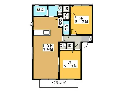 シャーメゾン ソフィア(2LDK/1階)の間取り写真