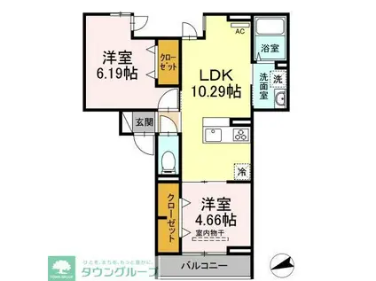 セレスティア四つ木II(2LDK/3階)の間取り写真