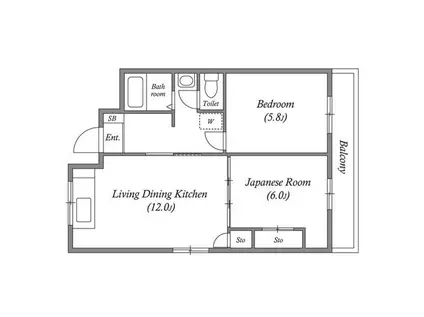 笹部ハイツ(2LDK/2階)の間取り写真