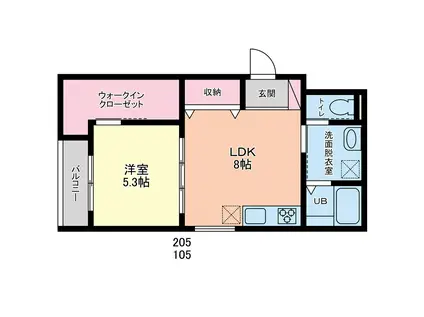 MAJOR出水(1LDK/1階)の間取り写真