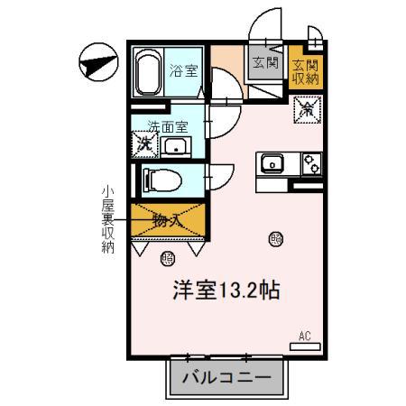 サンセジュール山水(ワンルーム/2階)の間取り写真