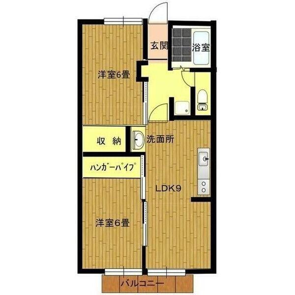 ヴァンベール道徳(2LDK/3階)の間取り写真