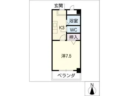 シャトレット四ッ谷(1K/1階)の間取り写真