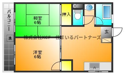 ベアーズマンション(2DK/5階)の間取り写真