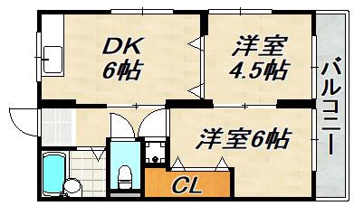 グレイスハイツ大田町(2DK/1階)の間取り写真