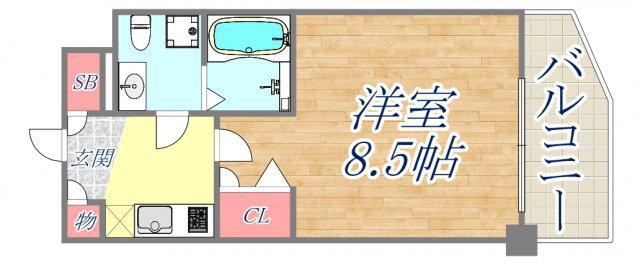セレニテ甲子園1号棟(1K/7階)の間取り写真