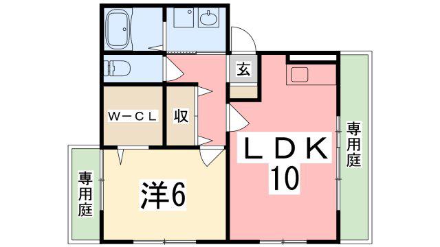 JR播但線 京口駅 徒歩16分 2階建 築23年(1LDK/1階)の間取り写真