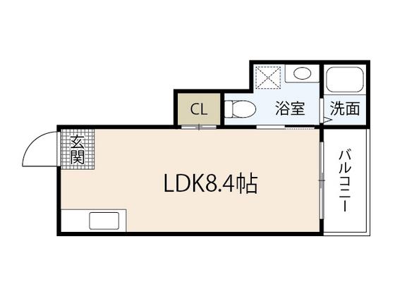 尾長東アパートD棟(ワンルーム/1階)の間取り写真