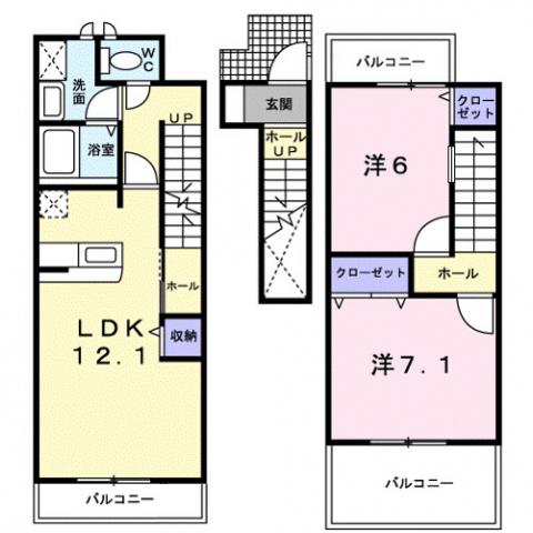 サニーレジデンス(2LDK/2階)の間取り写真