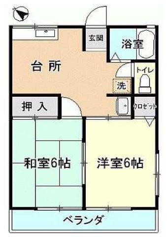 シティハイムひまわり(2DK/1階)の間取り写真